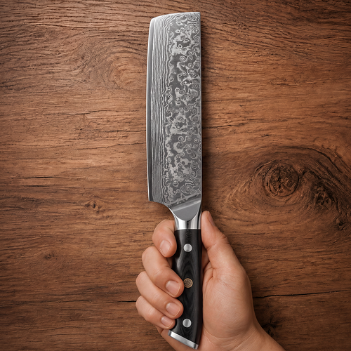 Morvillo Signature Nakiri 170mm — 67-Layer Damascus Vegetable Knife