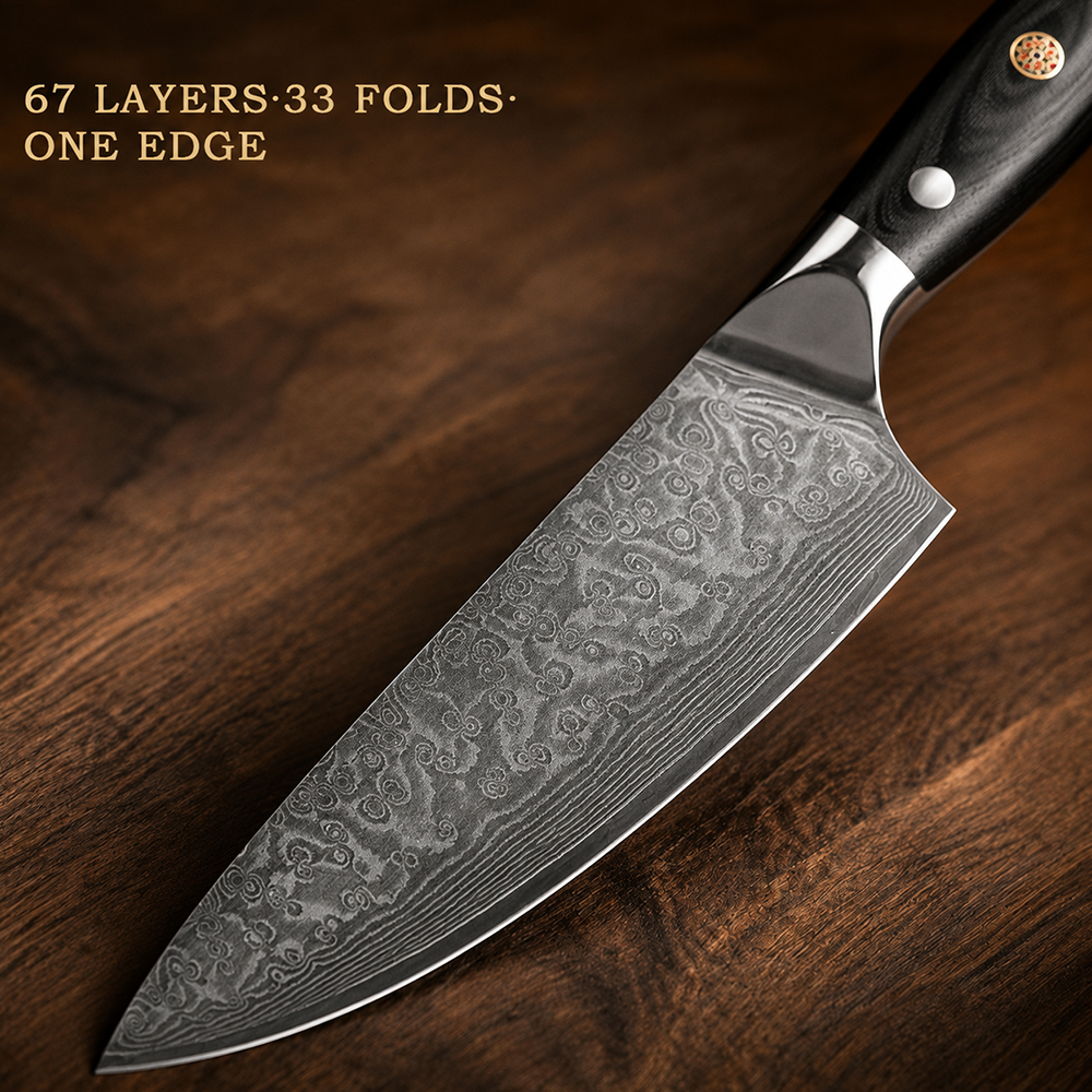 Morvillo Signature Gyuto 200mm — 67-Layer Damascus Chef Knife