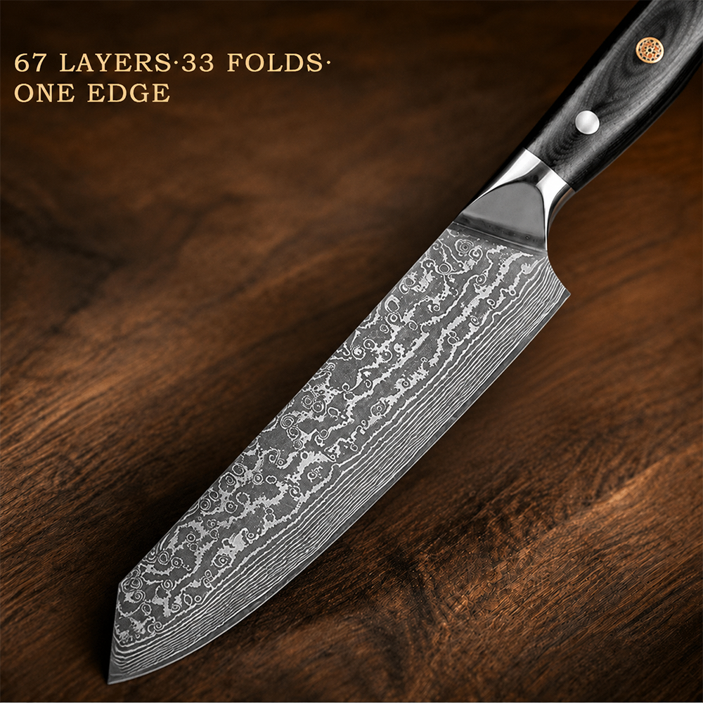 Morvillo Signature Kiritsuke 195mm — 67-Layer Damascus Chef Knife