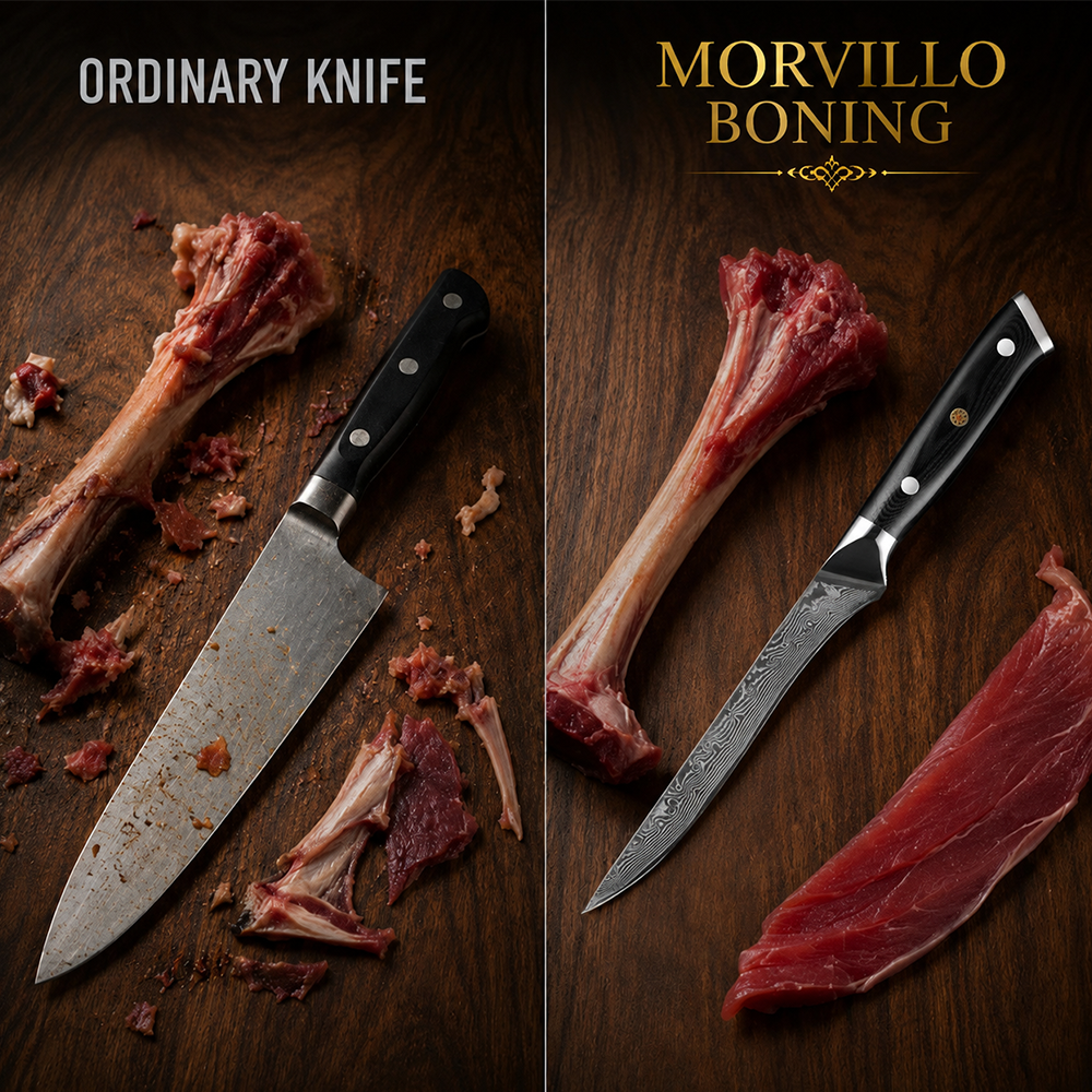 Morvillo Signature Honesuki 145mm — 67-Layer Damascus Boning Knife