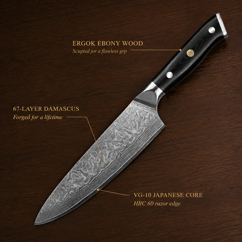 Morvillo Signature Gyuto 200mm — 67-Layer Damascus Chef Knife