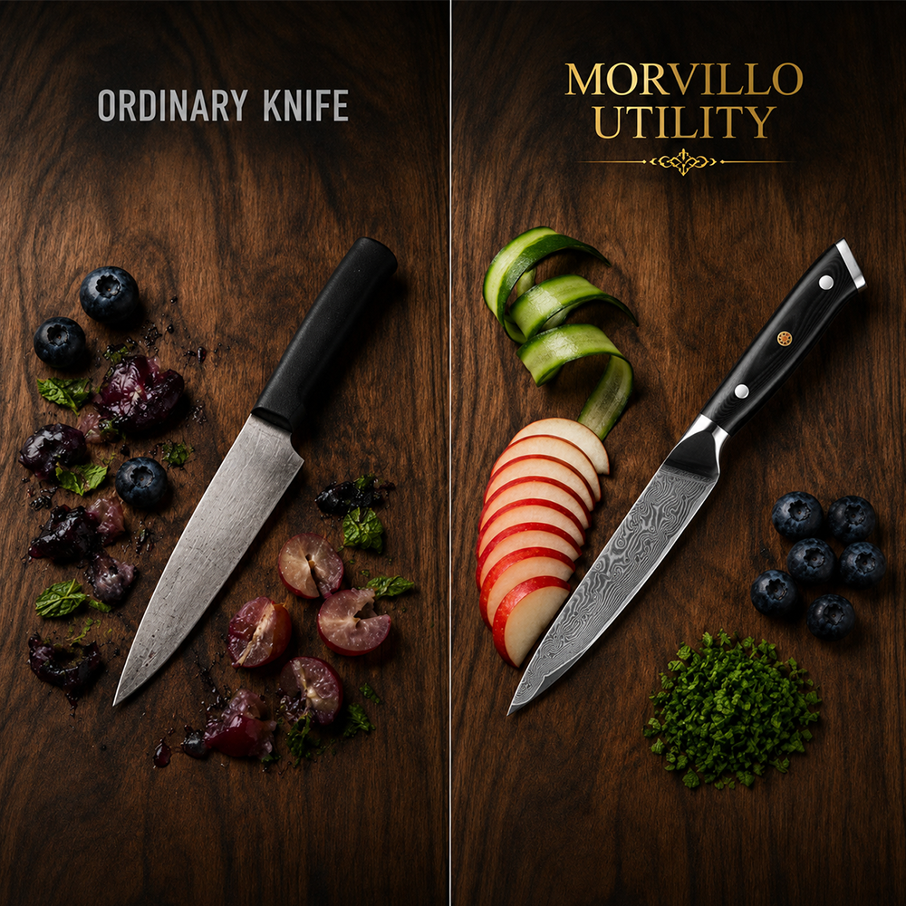 Morvillo Signature Petty 120mm — 67-Layer Damascus Utility Knife