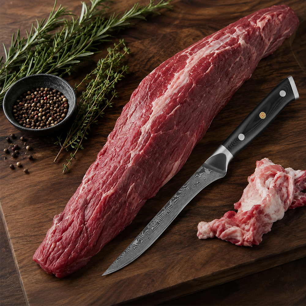 Morvillo Signature Honesuki 145mm — 67-Layer Damascus Boning Knife