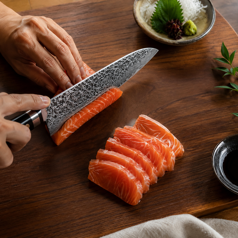 Morvillo Signature Santoku 170mm — 67-Layer Damascus Chef Knife