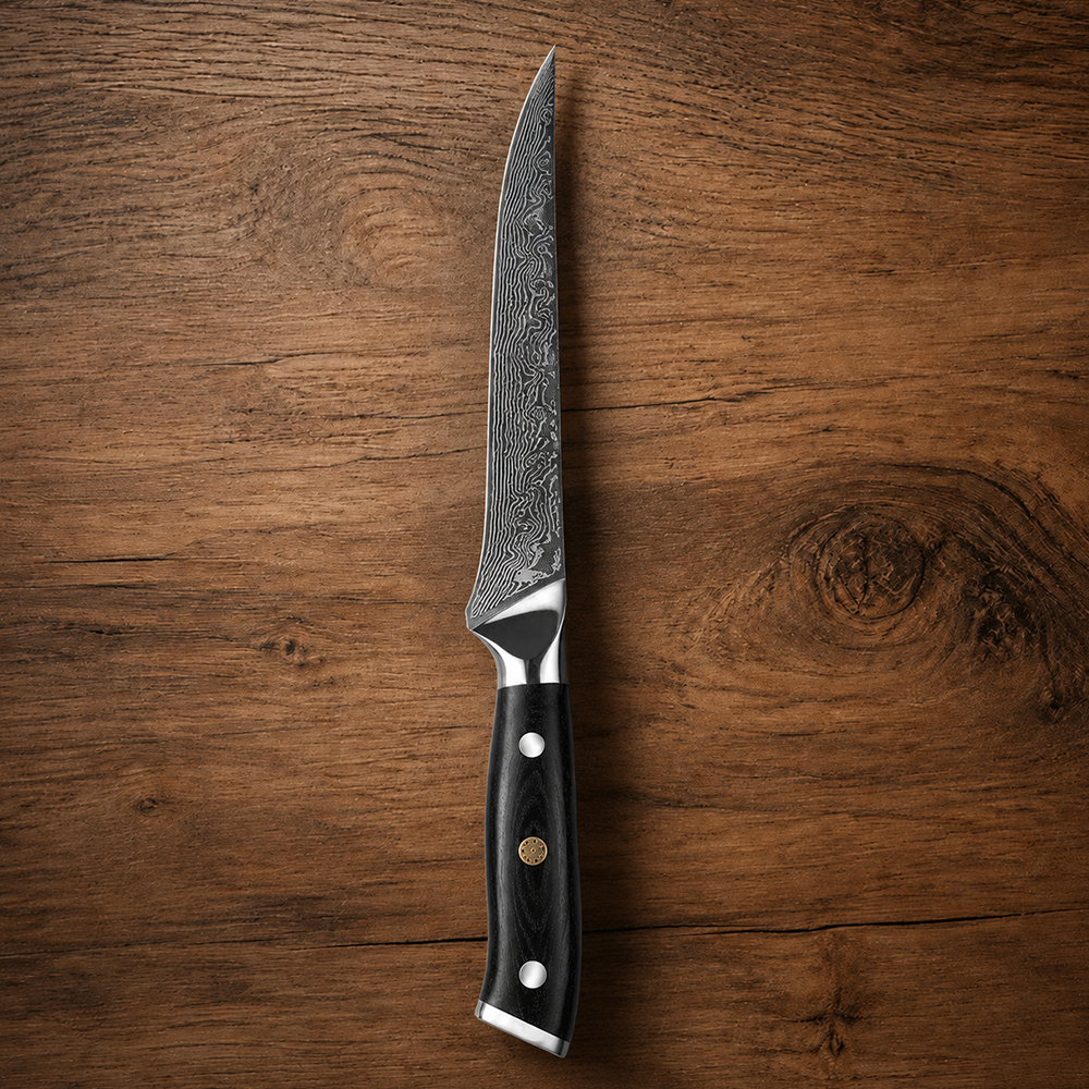 Morvillo Signature Honesuki 145mm — 67-Layer Damascus Boning Knife