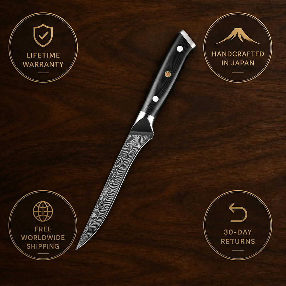 Morvillo Signature Honesuki 145mm — 67-Layer Damascus Boning Knife