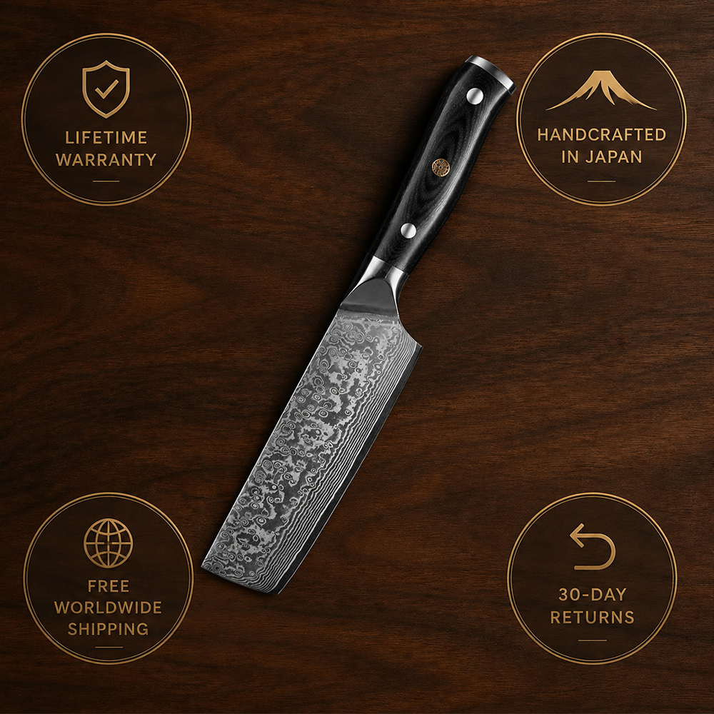 Morvillo Signature Nakiri 170mm — 67-Layer Damascus Vegetable Knife