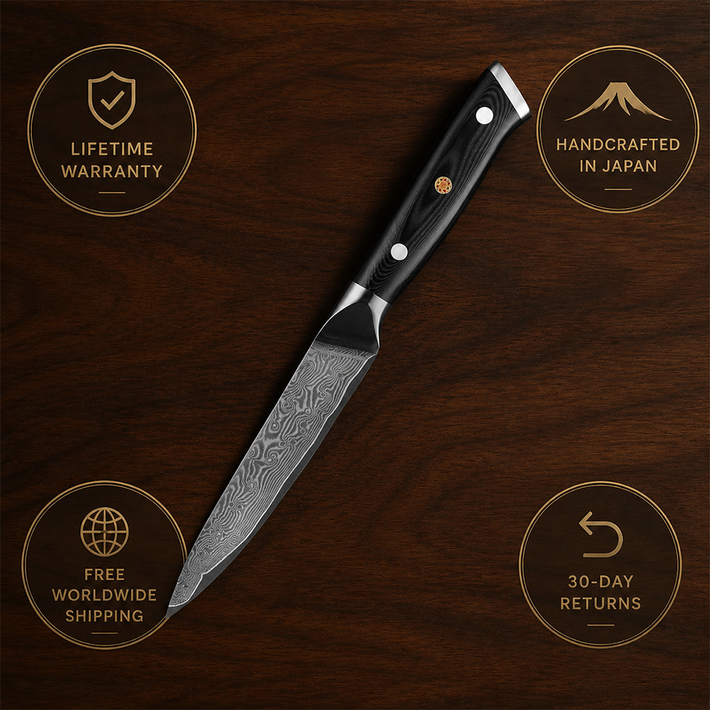 Morvillo Signature Petty 120mm — 67-Layer Damascus Utility Knife