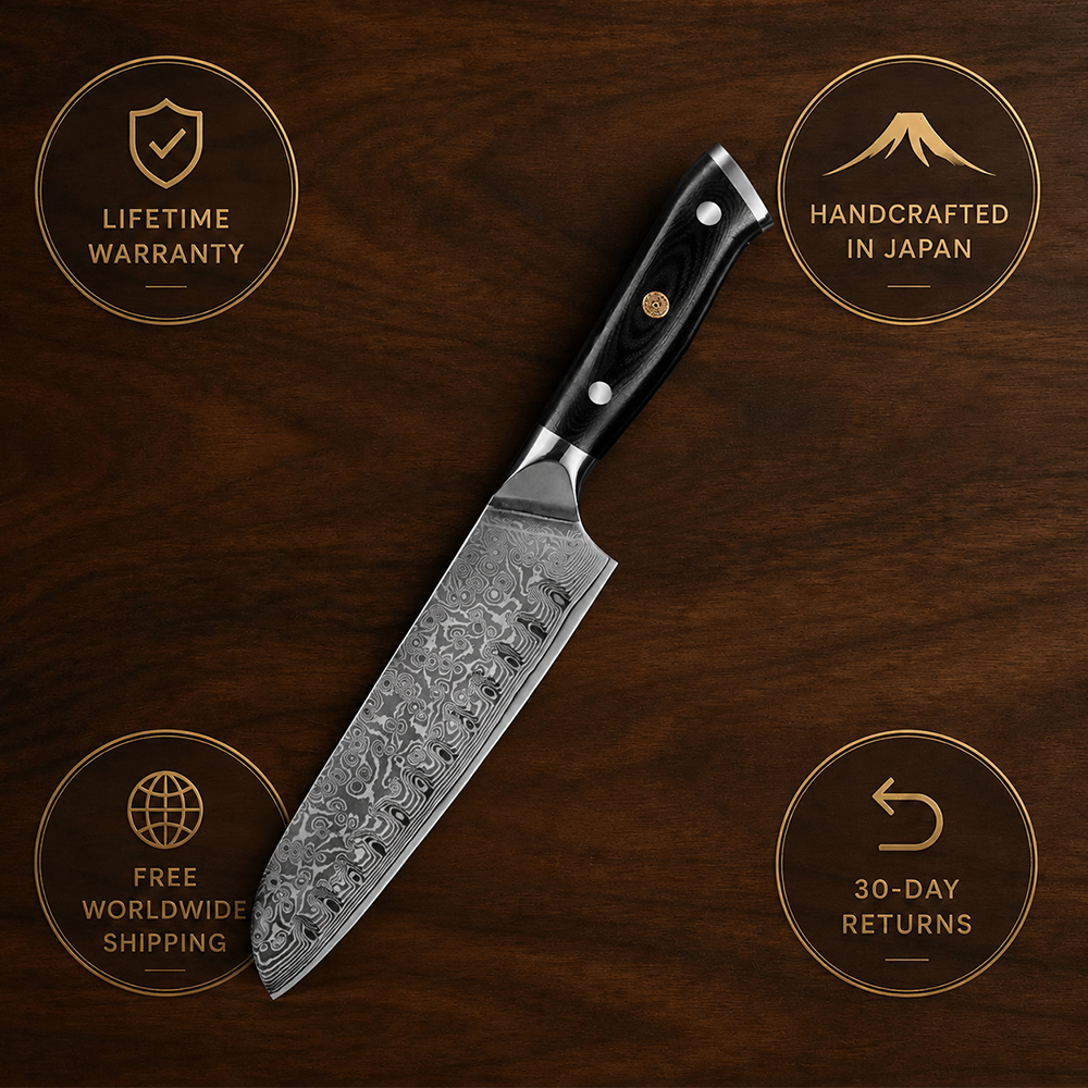 Morvillo Signature Santoku 170mm — 67-Layer Damascus Chef Knife